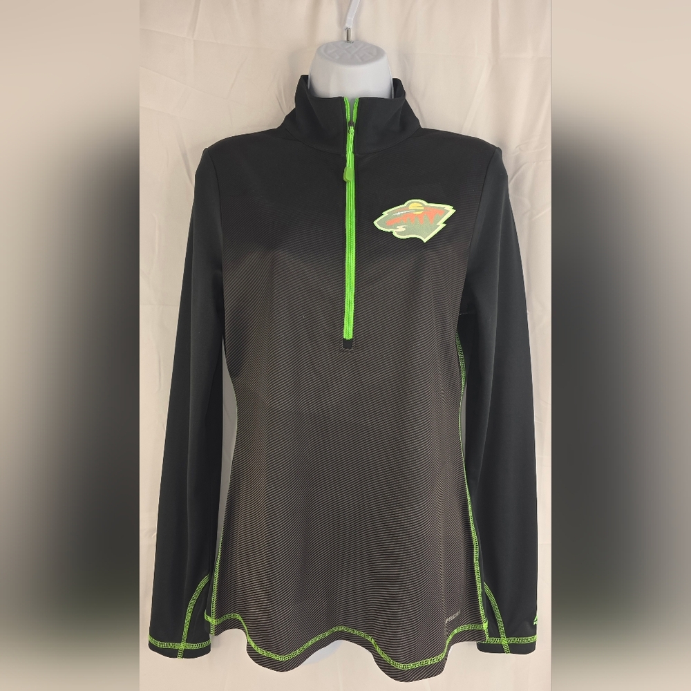 Majestic Minnesota Wild Women's Quarter-Zip Pullover Black Size Medium U-1158
